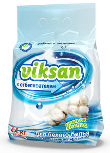 Порошок для стирки в автоматических стиральных машинах VIKSAN автомат с отбеливателем для белого "Цветок хлопка"